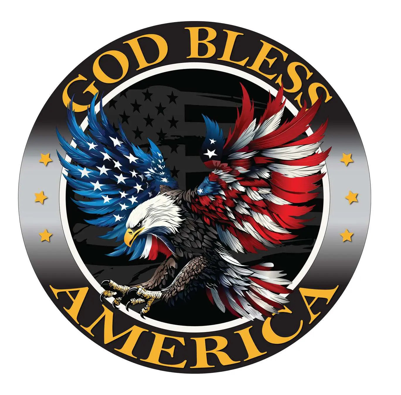 God bless America Eagle decal with American flag design.
