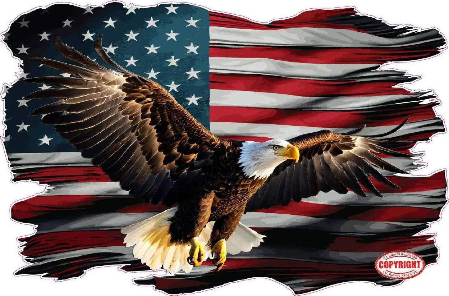 Drifting Eagle American Flag Decal with vibrant patriotic design for vehicles and surfaces