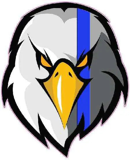 Eagle head Thin Blue Line law enforcement decal for outdoor use.