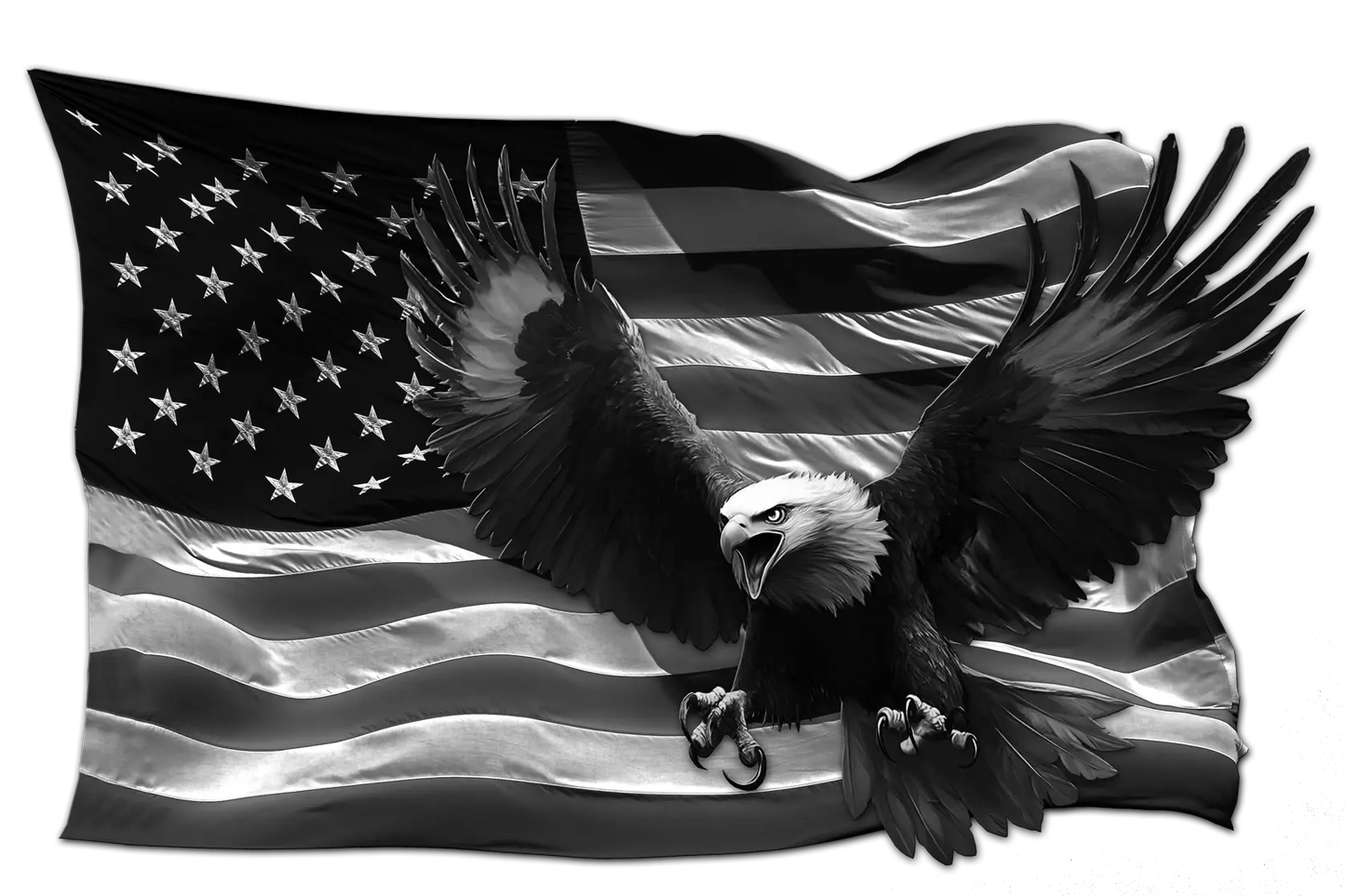 Red White and Blue American flag eagle grayscale decal - American Patriots Decals