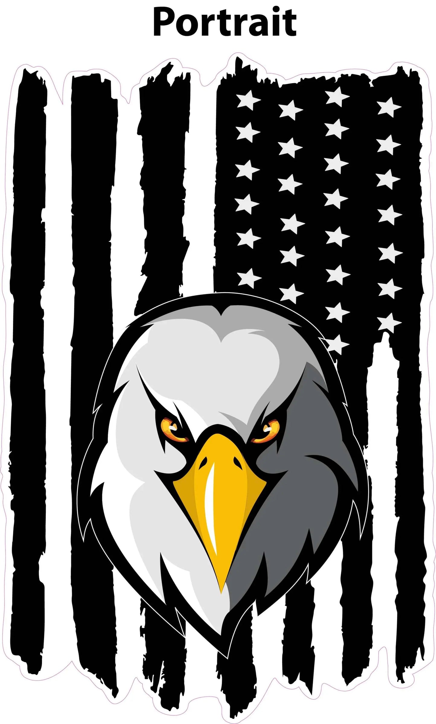 Black Worn American Flag first responders eaglehead decal for cars and laptops.