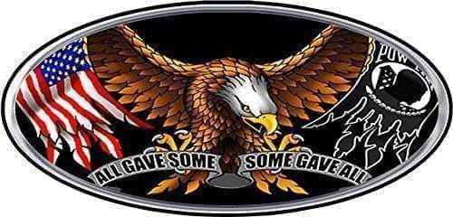 All Gave Some Some Gave All Oval Decal with eagle, American flag, and POW/MIA symbol showcasing patriotism and sacrifice
