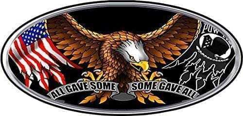 Patriotic eagle decal with American flag, POW symbol, and "All Gave Some Some Gave All" text.