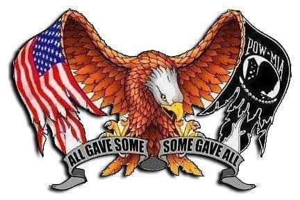 American eagle decal with "All Gave Some Some Gave All" banner, featuring the U.S. flag and POW-MIA symbol.