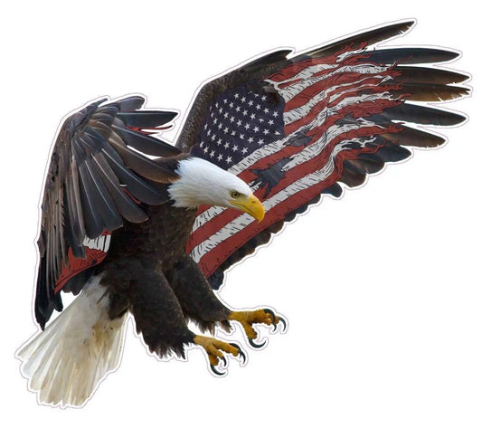 American Eagle American Flag wall decor decal with high-quality vinyl and 3-year outdoor warranty.