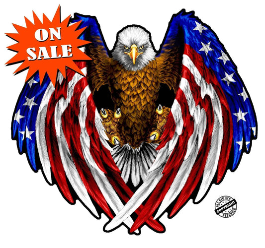 American Eagle with Flag Wings Wall Decor Decal on Sale.