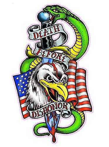 Death Before Dishonor decal featuring eagle, snake, American flag, and dagger design