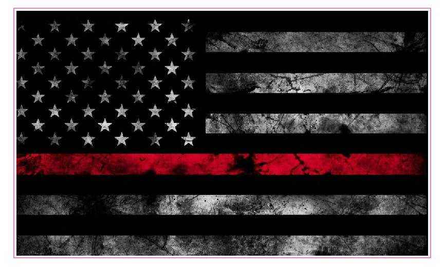First Responders American Flag Decal with black and white stripes and a red line symbolizing support for first responders