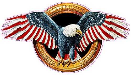 Freedom Independence Strength decal featuring an eagle with American flag wings.