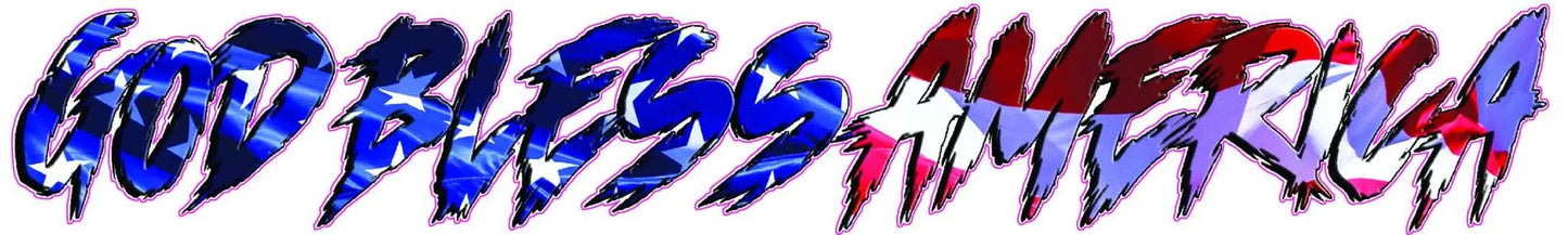 Patriotic "God Bless America" decal with American flag design.