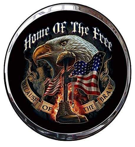 Home of the Free Because of the Brave plaque decal with eagle and U.S. flag design.