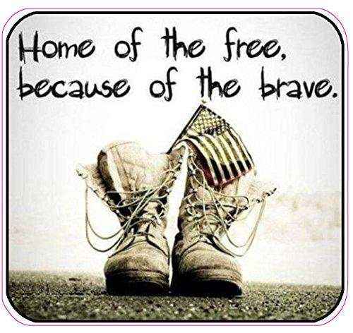 Home of the Free Because of the Brave V3 decal with military boots and American flag design