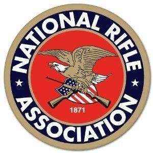 NRA Guns and Rifles Sticker Decal with eagle and crossed rifles design, durable outdoor vinyl, made in USA