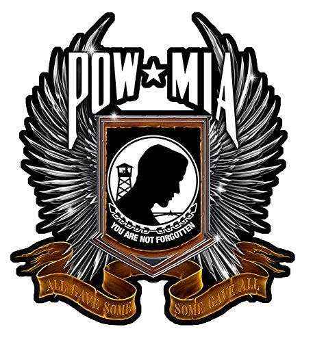 POW MIA All Gave Some memorial decal with wings and patriotic ribbon design