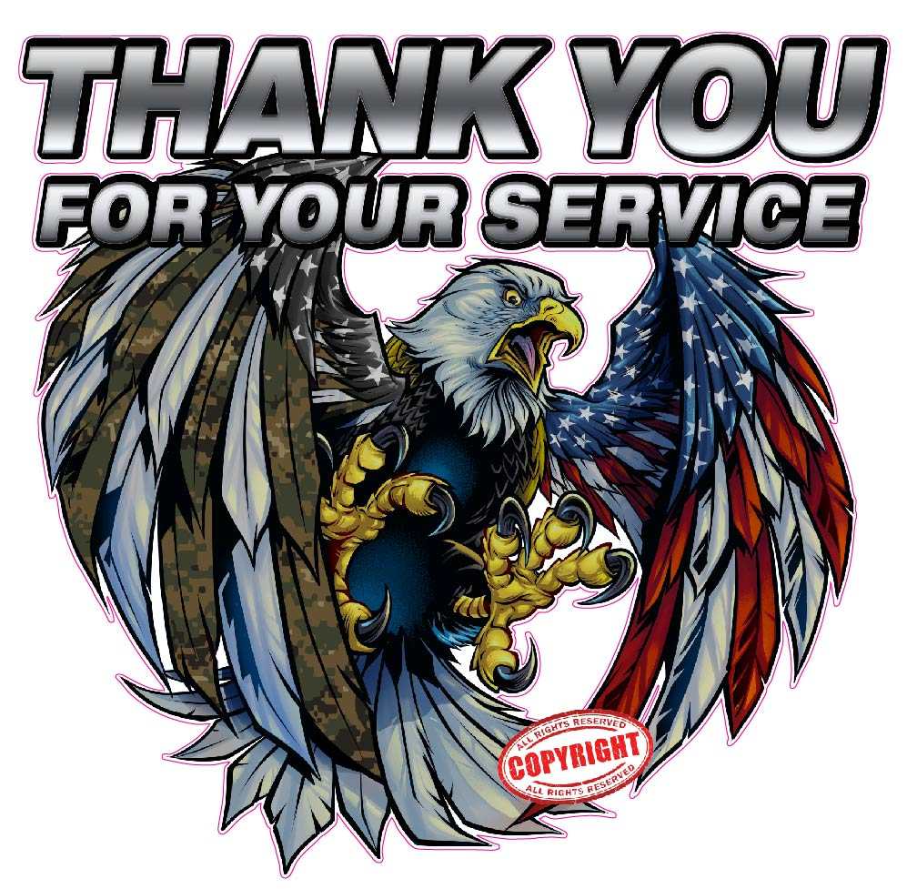 Screaming American Flag Bald Eagle Thank You for Your Service decal.