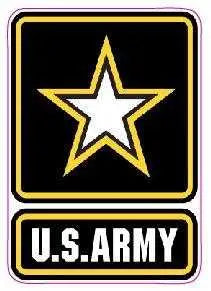 U.S. Army decal with star design, durable vinyl, outdoor warranty.