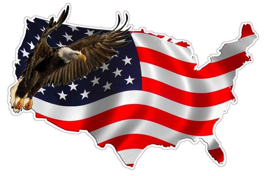 American Eagle United States V2 Decal with eagle flying over USA flag silhouette