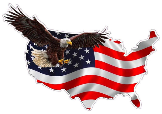 American Eagle United States V1 Decal featuring bald eagle over US flag map design