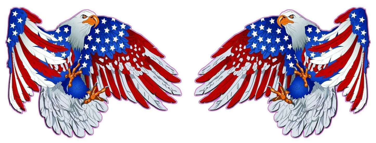 American flag patriot eagle pairs decal with stars and stripes design.
