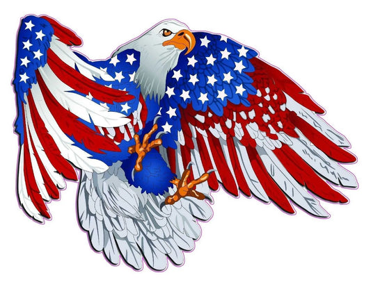 American flag patriot eagle decal with vibrant colors.