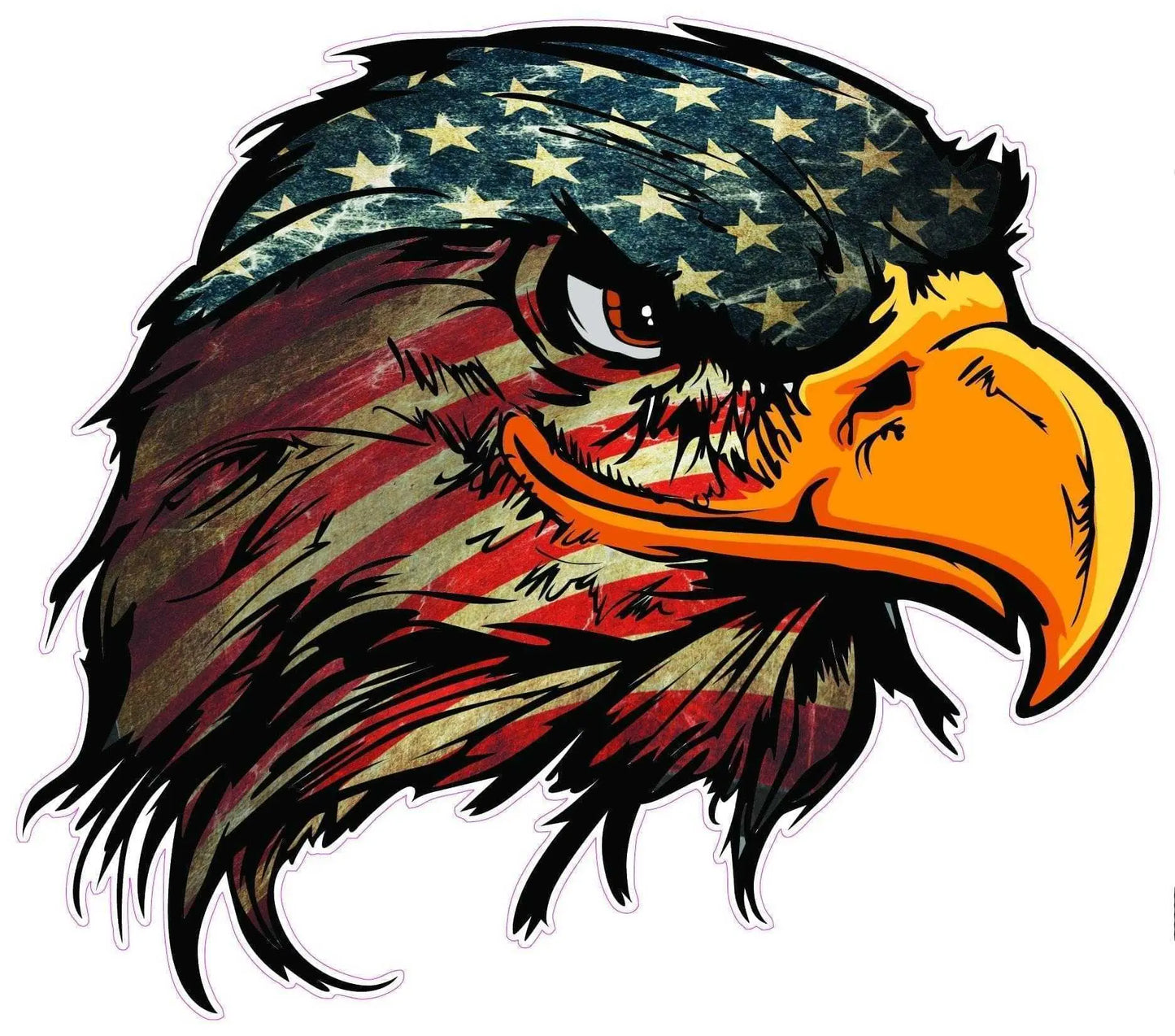 American Flag Eagle Head V3 Decal featuring a bald eagle with American flag design.