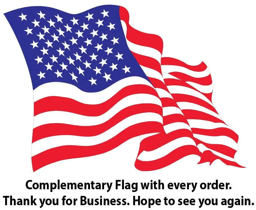 United States waving American flag decal with complementary offer.
