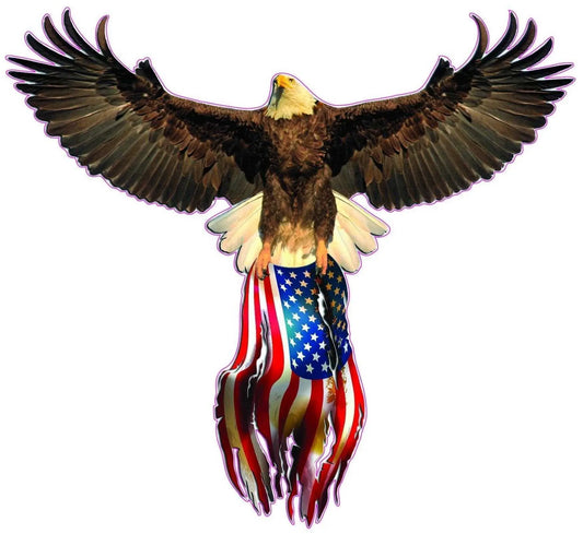 America Strong American Flag Bald Eagle decal with durable outdoor design.