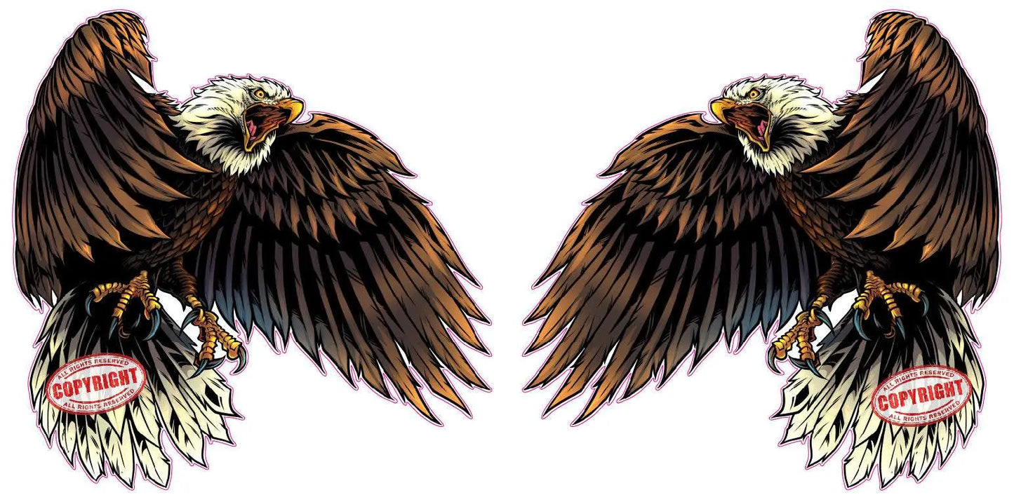 Screaming Bald Eagle pairs decal with high-quality design for outdoor use.