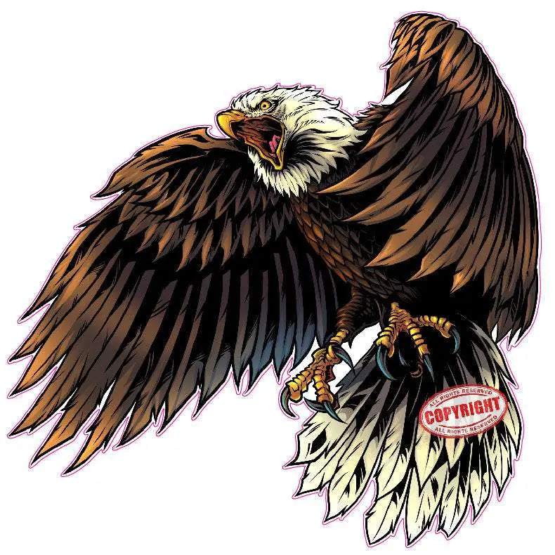 Screaming Bald Eagle Decal with detailed wings and fierce expression