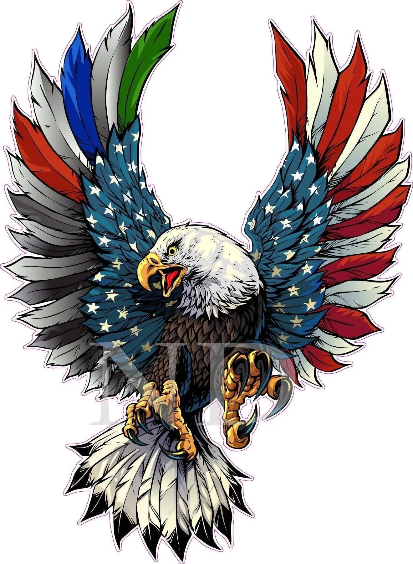 Thin Green Blue Red Line American Flag eagle decal with patriotic wings