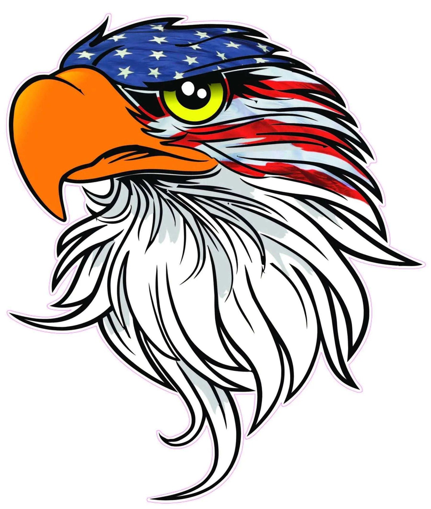 Eagle head American flag v4 decal with stars and stripes pattern