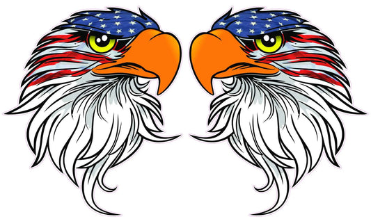 Eagle head American flag decal pairs with vibrant colors.