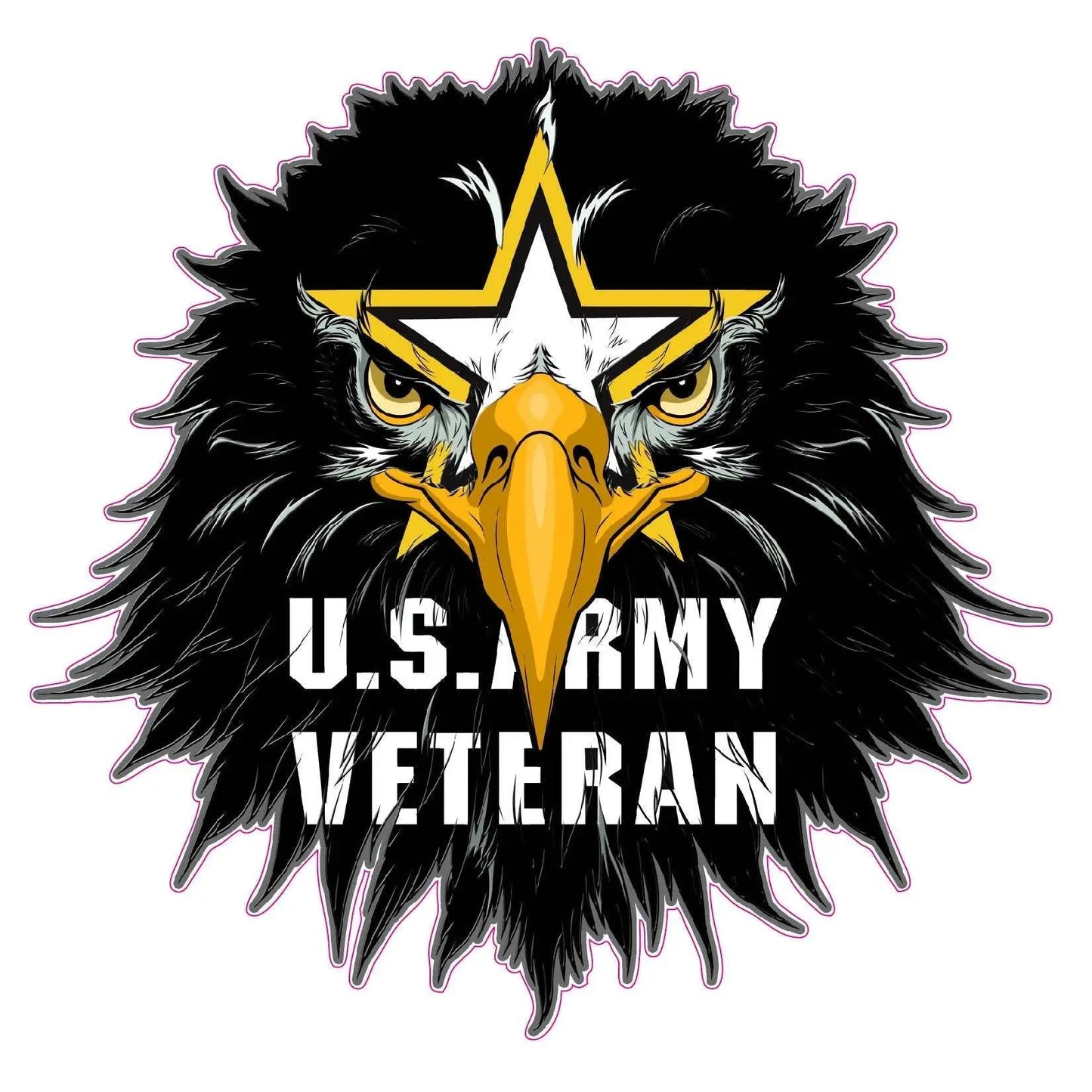 Army Veteran Eagle Head Decal with bold star and text design.