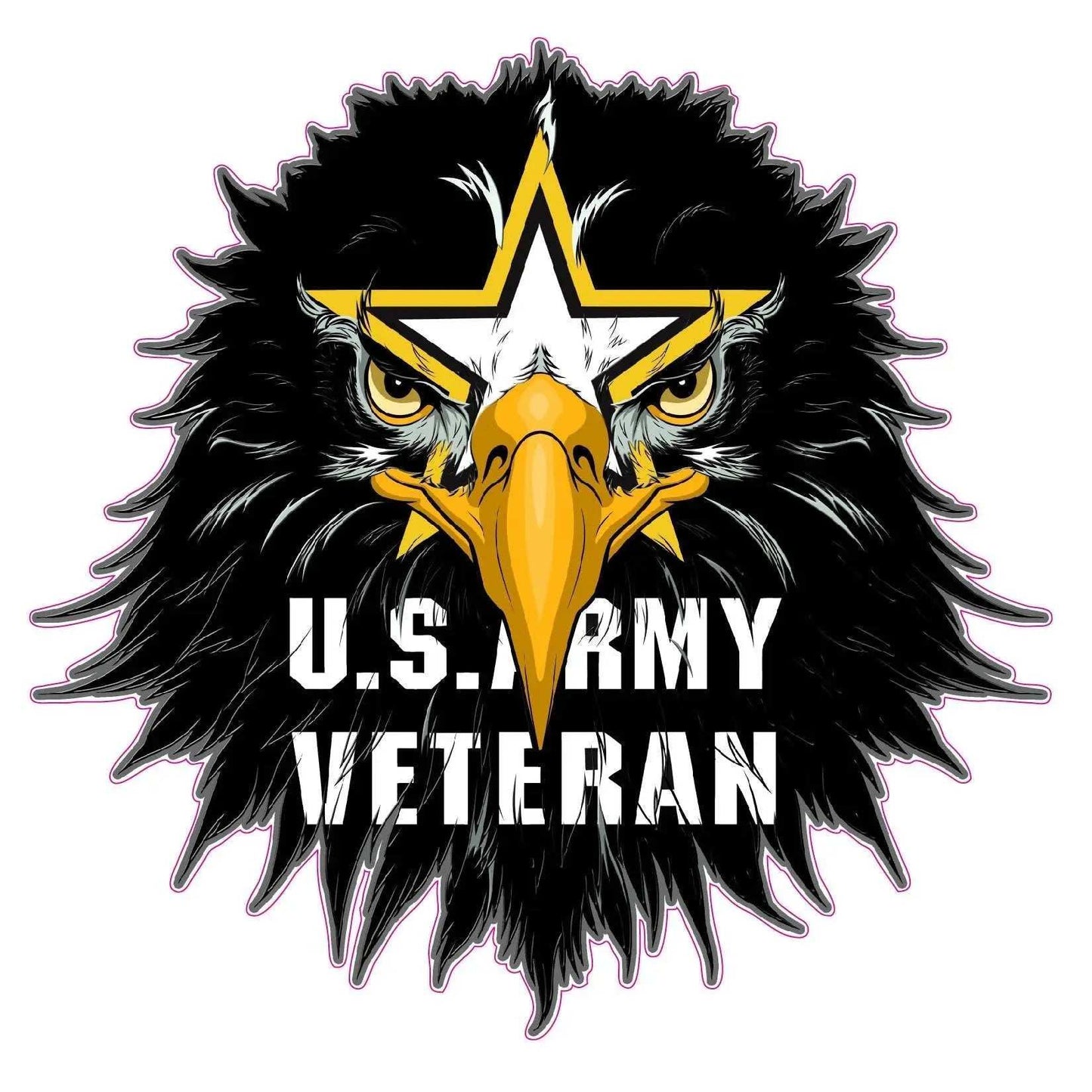 Army Veteran Eagle Head Decal with U.S. Army Veteran text and star design
