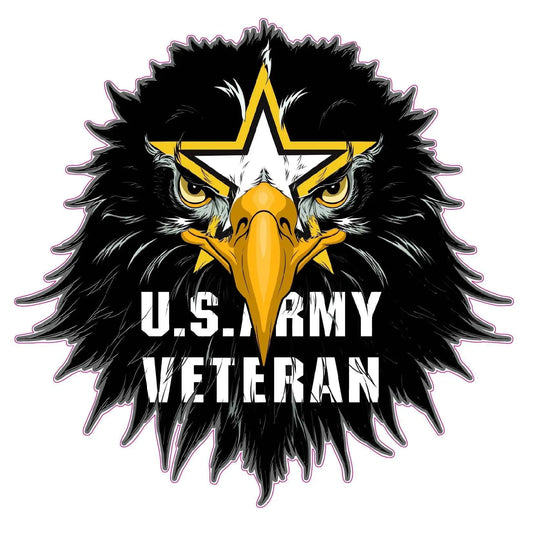 Army Veteran Eagle Head Decal with bold star and text design.