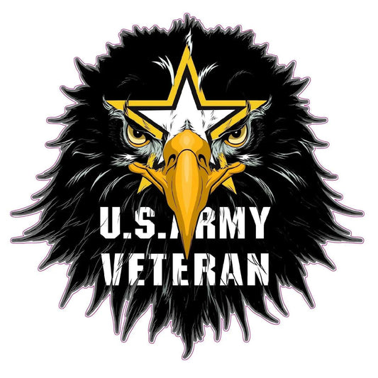 Army Veteran Eagle Head Decal with U.S. Army Veteran text and star design