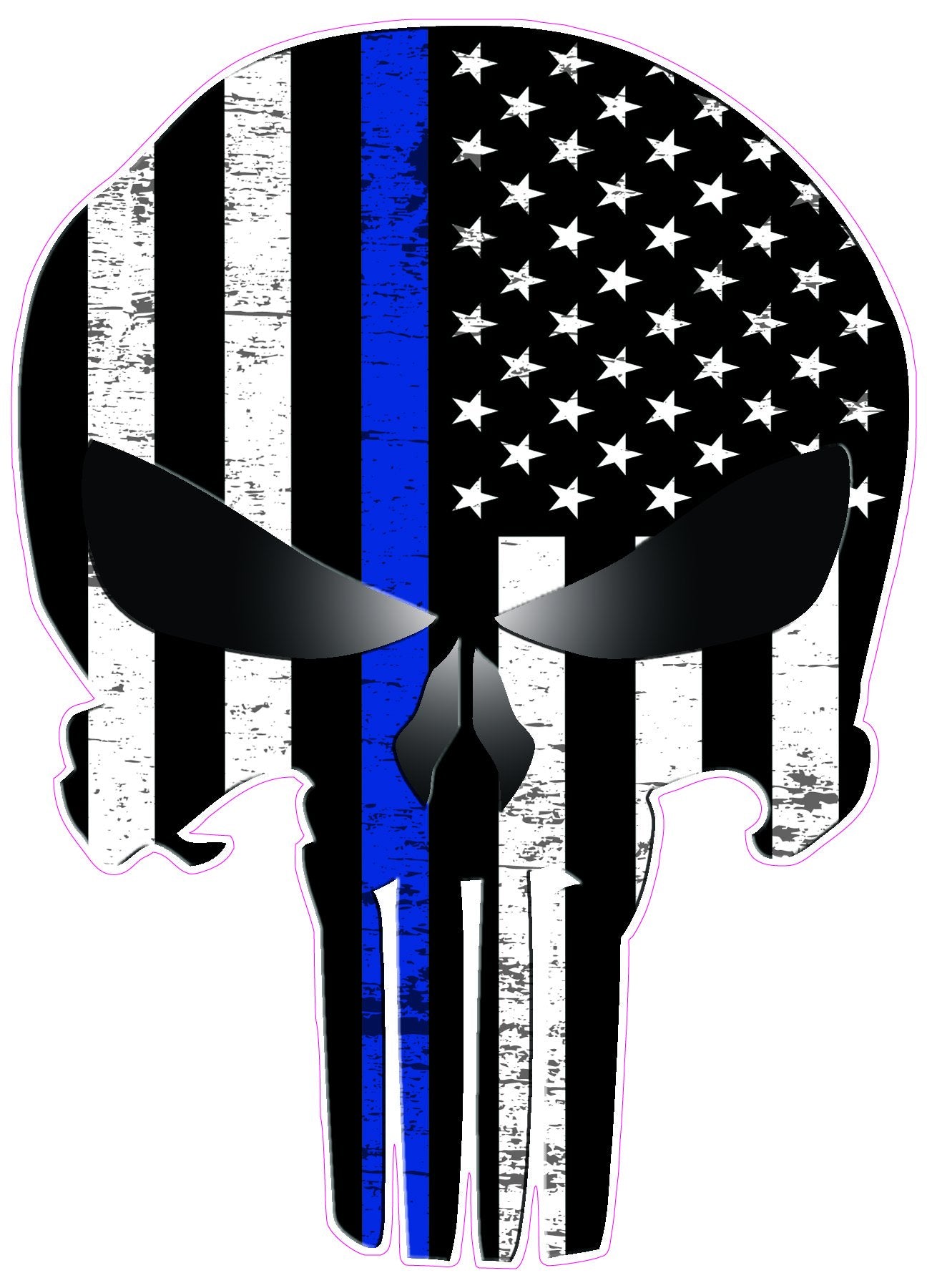 Skull American Subdued Thin Blue Line Decal  High Quality First Respo –  American Patriots Decals