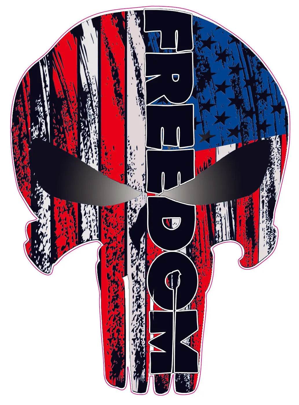 Skull Freedom decal with American flag design and bold "FREEDOM" text