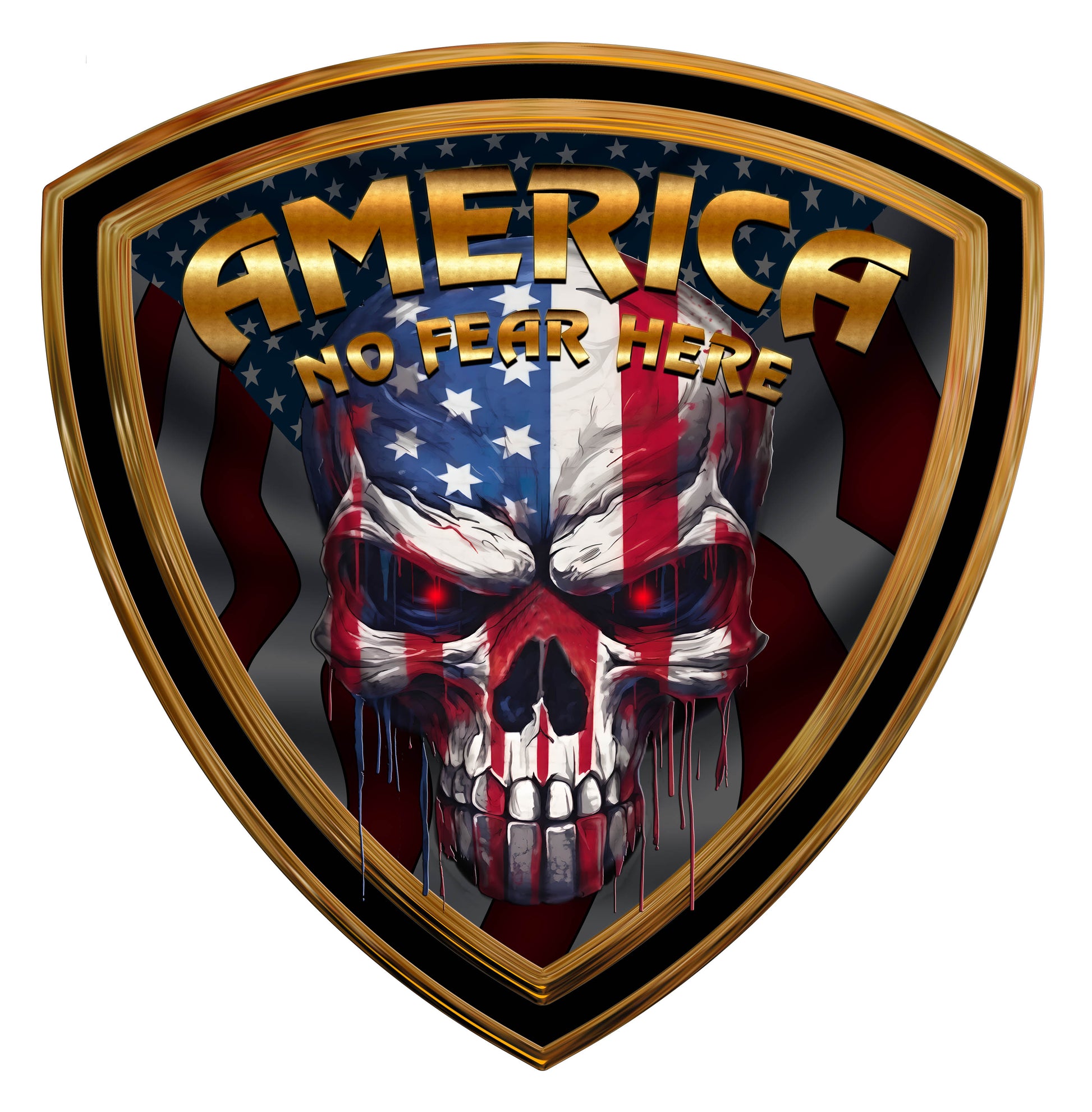 American Skull no fear here decal
