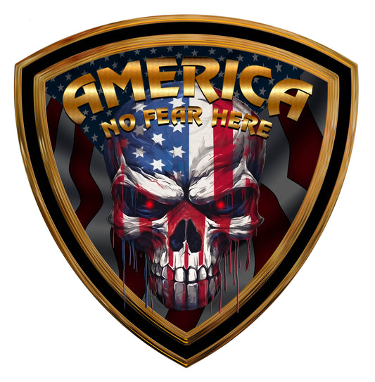 American Skull no fear here decal