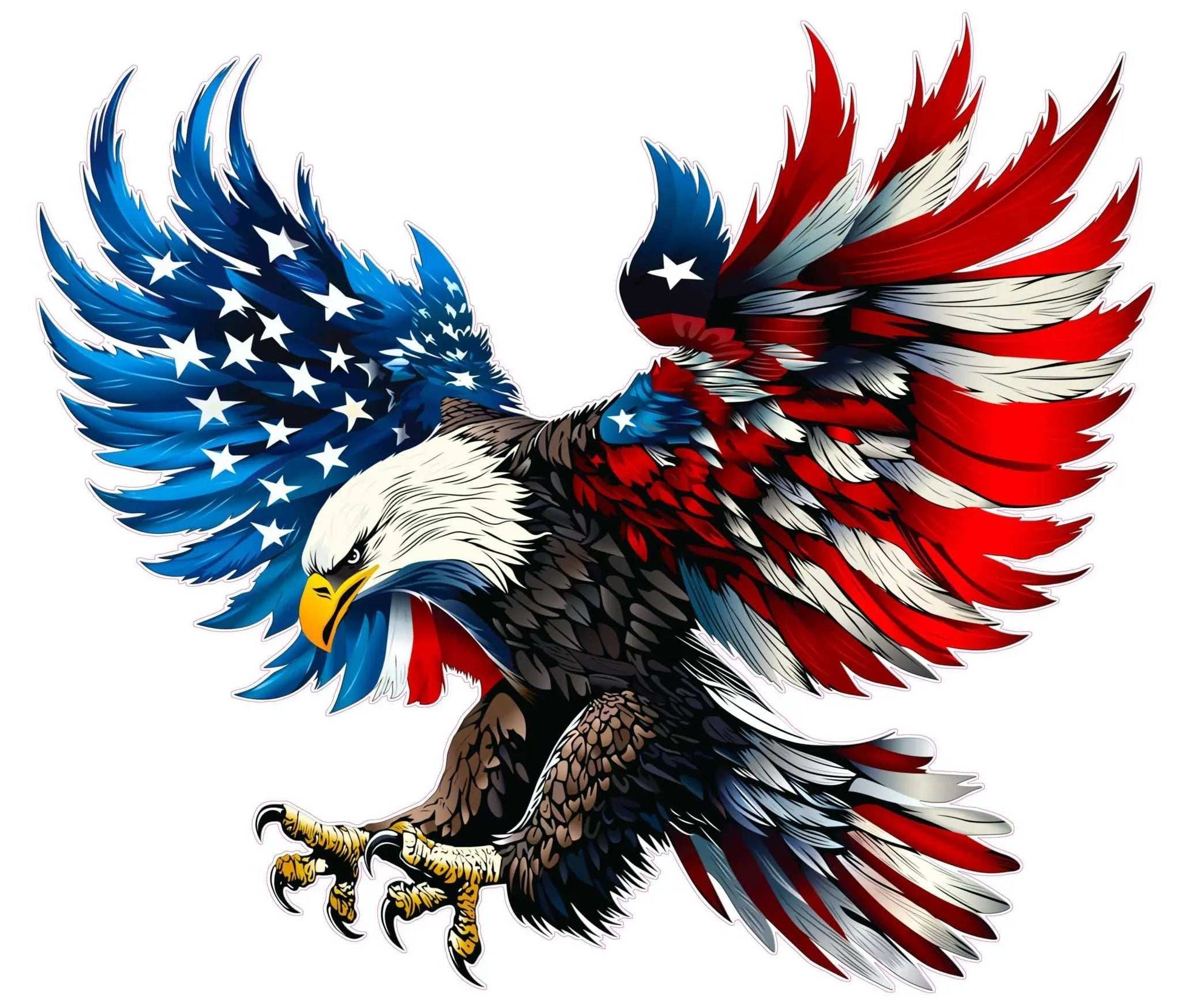 American flag decal featuring bald eagle in red white and blue colors