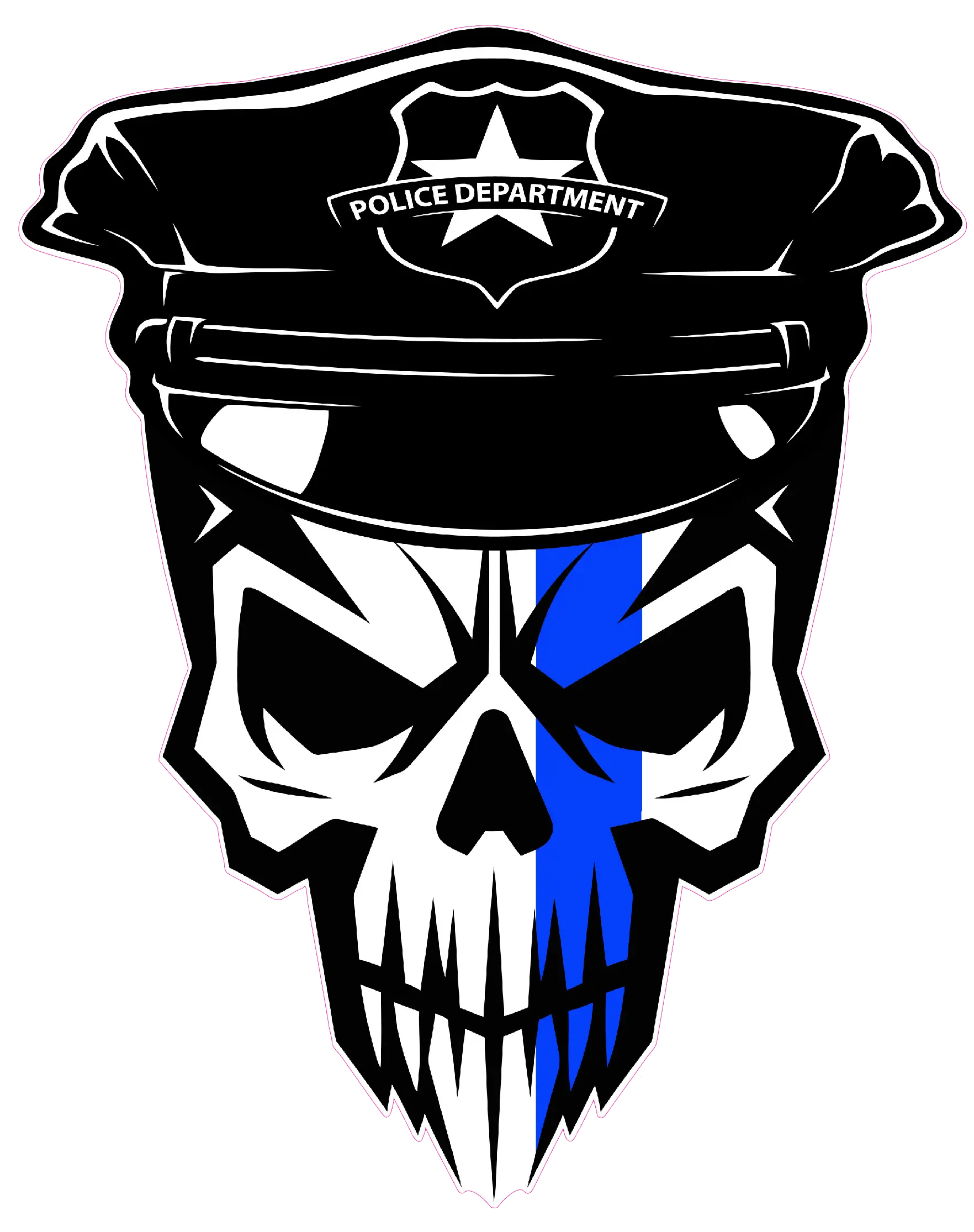 Skull Thin Blue Line law enforcement decal