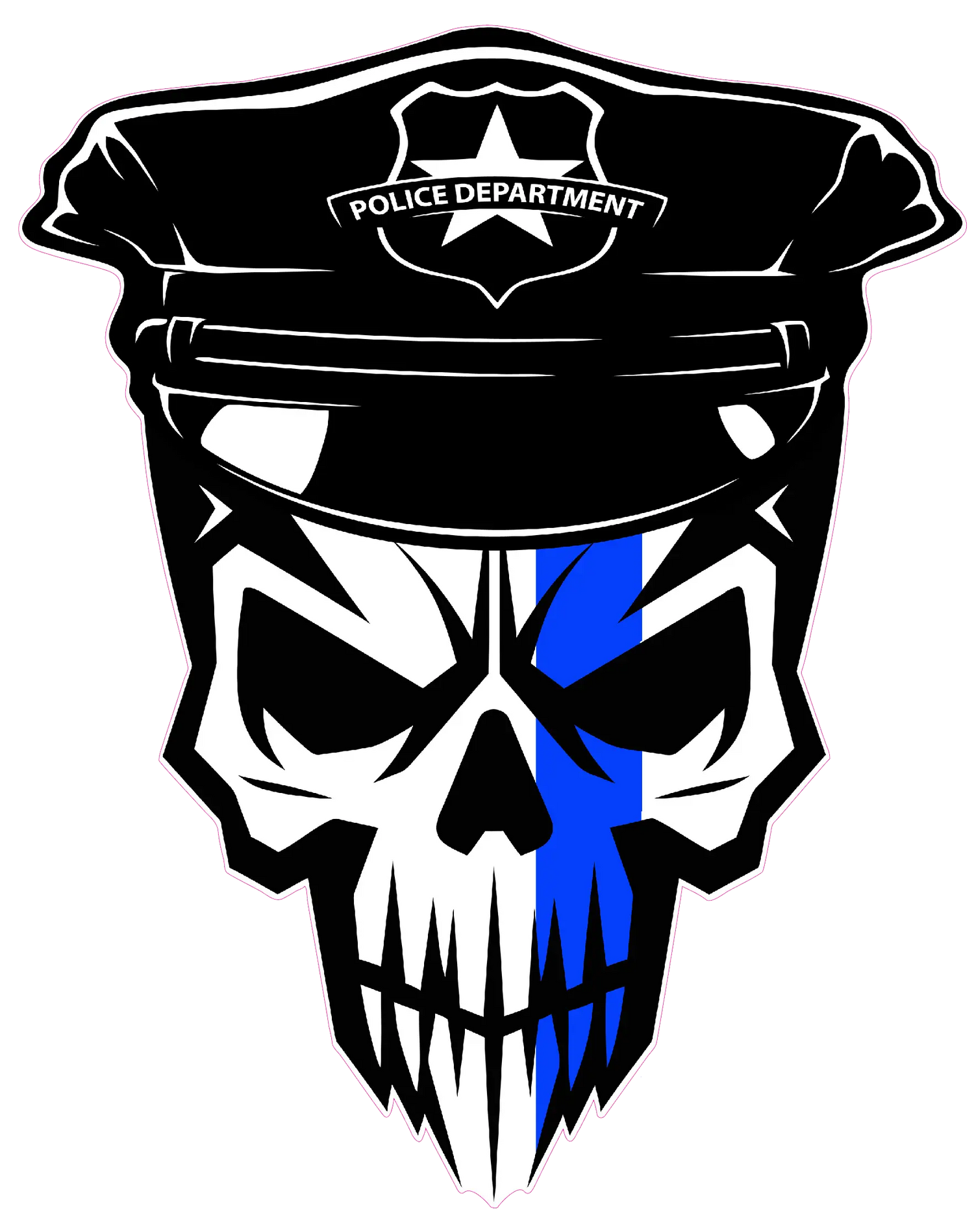 Skull Thin Blue Line law enforcement decal