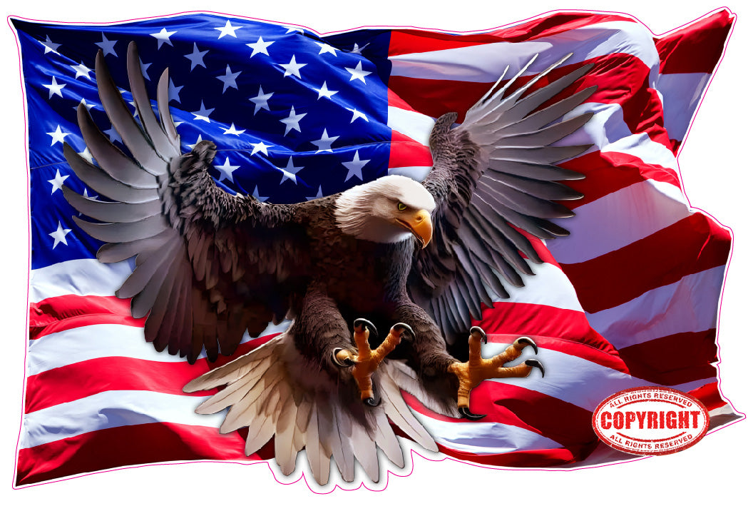 American flag eagle with talons out decal