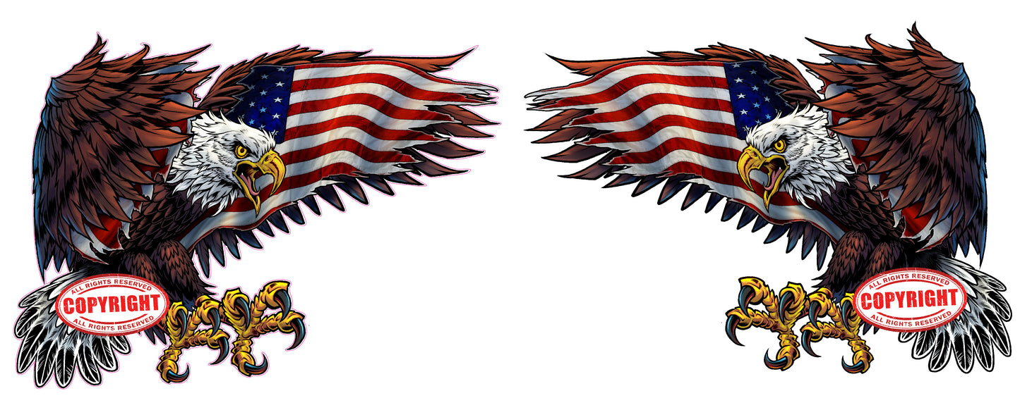 American Eagle American Flag pair 2023 Decal