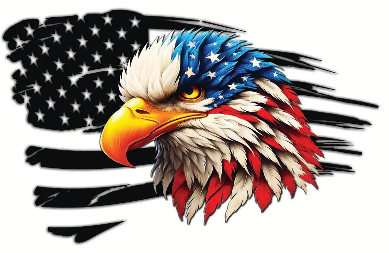 black worn flag patriotic eagle head decal