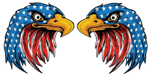 American Flag Eagle Head decal with stars and stripes patriotic design