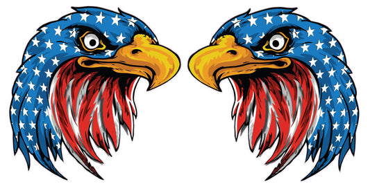 American Flag Eagle Head stars and stripes Pair decal