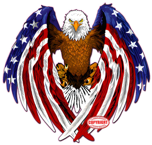 New 2025 Bald Eagle American Flag Eagle Wings Decal