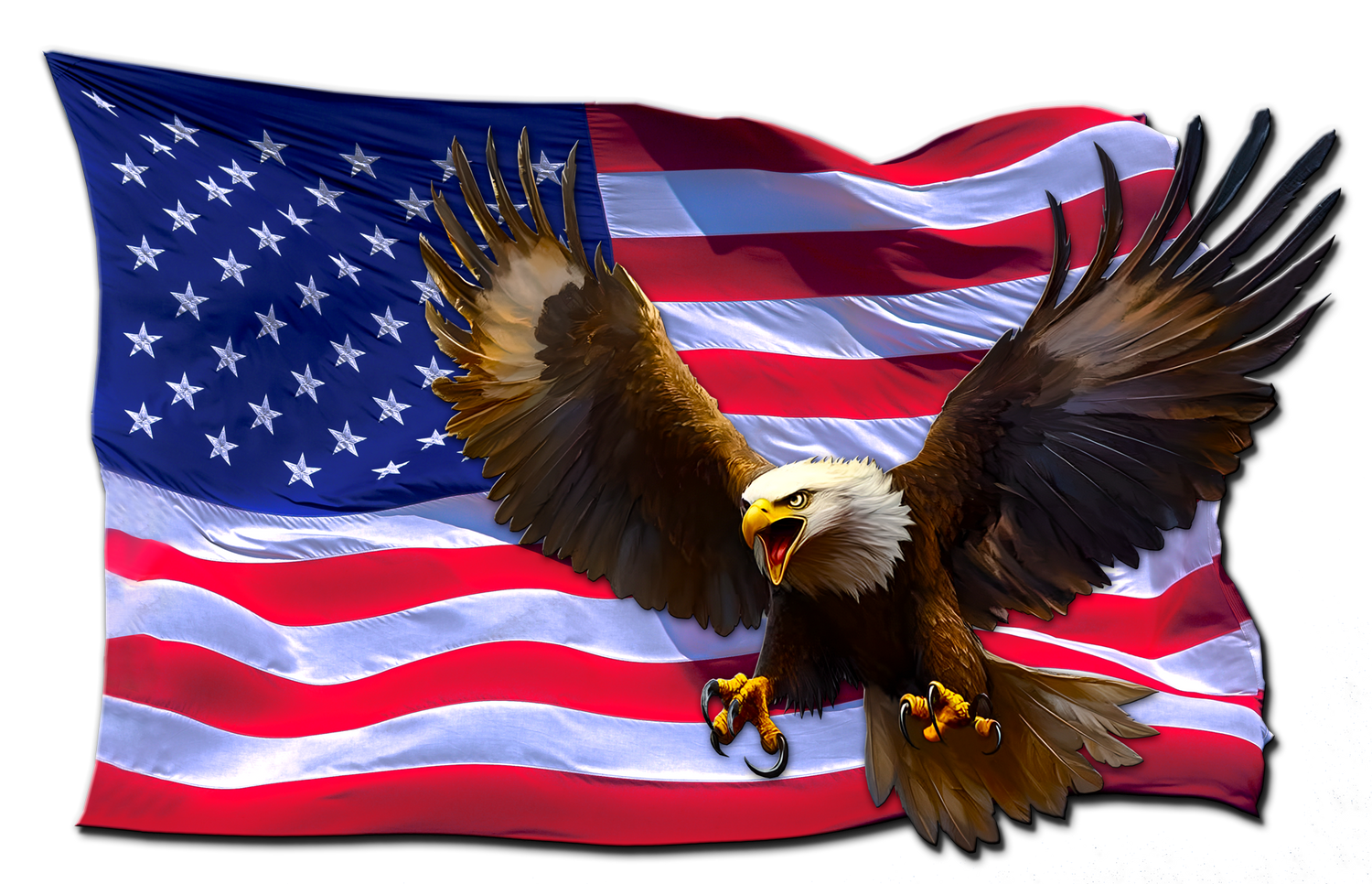 Twisted American flag eagle decal with a bald eagle overlay.